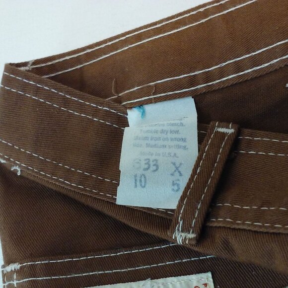 NWOT Vintage 70s Pizzazz Mod Retro Disco Pant Jeans -10 Pockets Wide-Leg Brown - Picture 8 of 12
